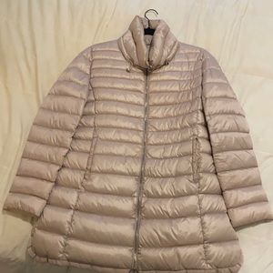 Mango light pink puffer mid length jacket